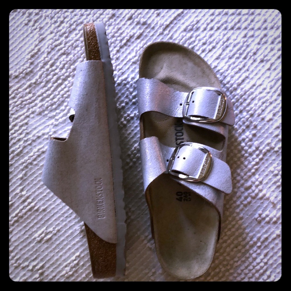 Arizona Silver Birkenstock Sandals Natural Leather
